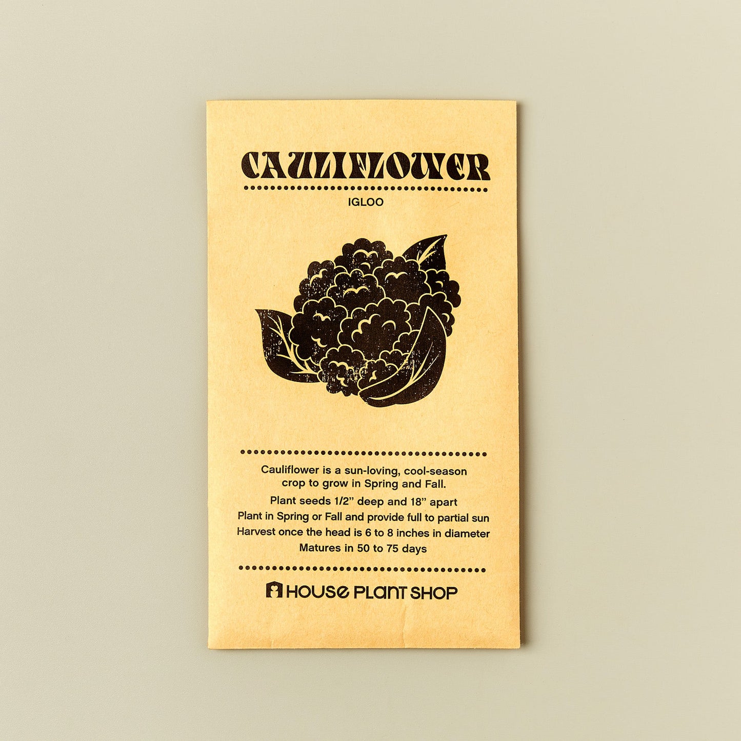 Cauliflower 'Igloo' Seed Packet