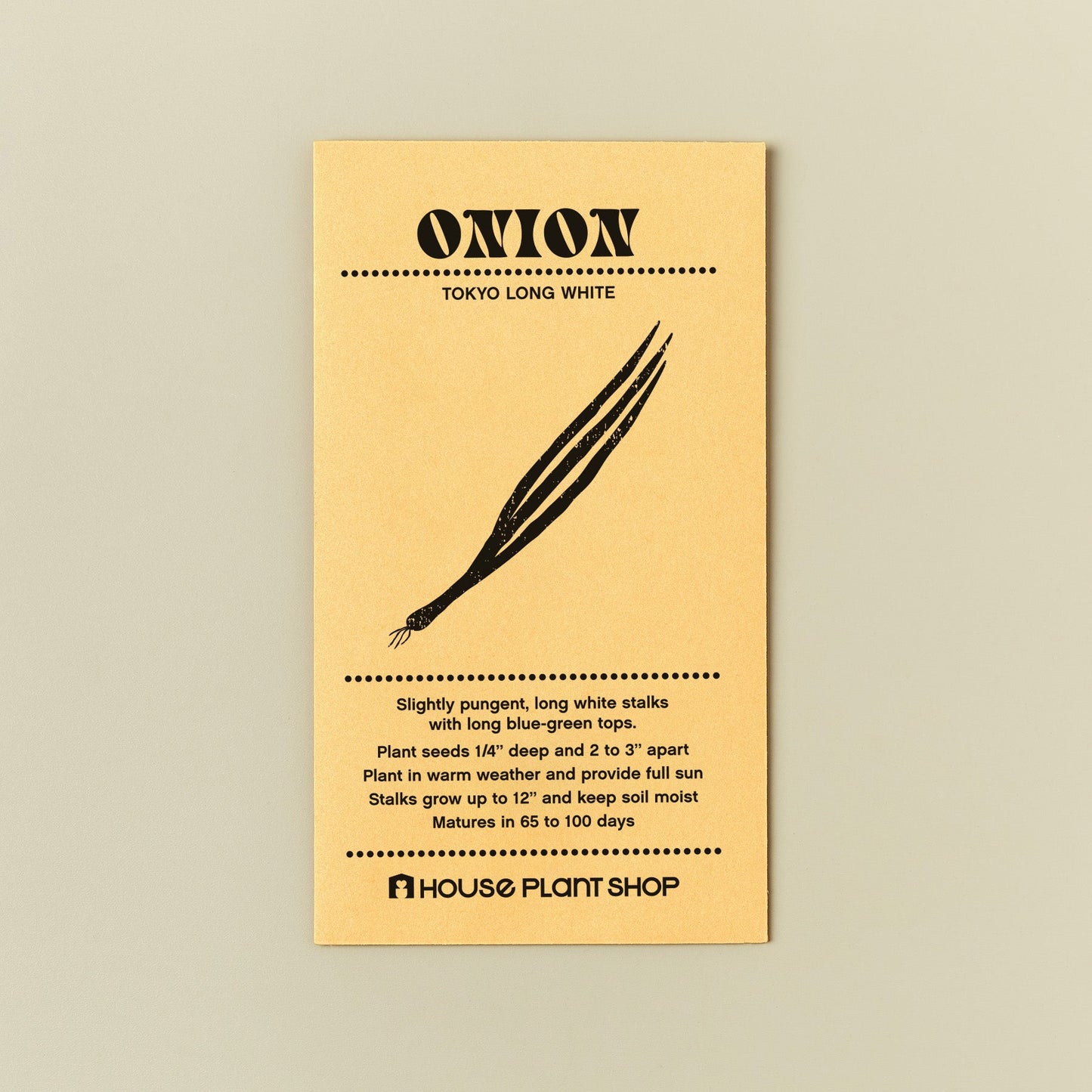 Onion 'Tokyo Long White' Seed Packet